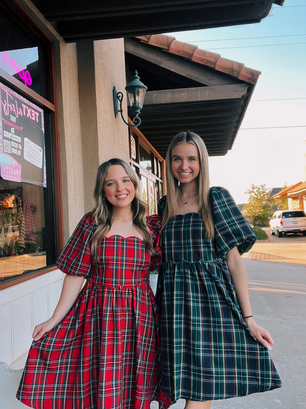 Plaid Moments Christmas Dress Navy