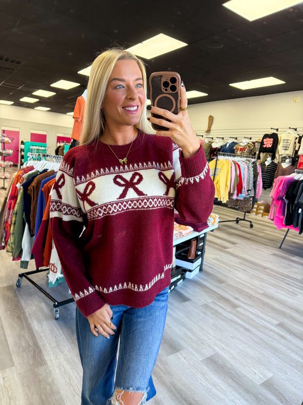 Cozy Up Fireside Bow Sweater