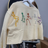 Skeleton Dance Sequin Cropped Sweatshirt