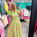 Bright Floral Dreams Dress Mint