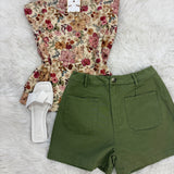 Olive Front Pocket Shorts