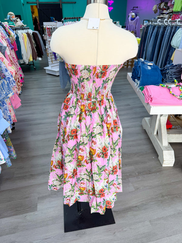 The Blushing Garden Strapless Midi