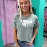 Tequila Diet Seafoam Crop Graphic Tee
