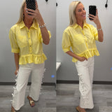 Bow Detail Denim Jeans white