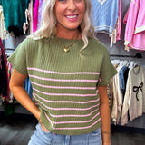 My Story Striped Sweater - Green and Pink