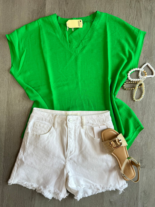 Grass is Greener V Neck Top