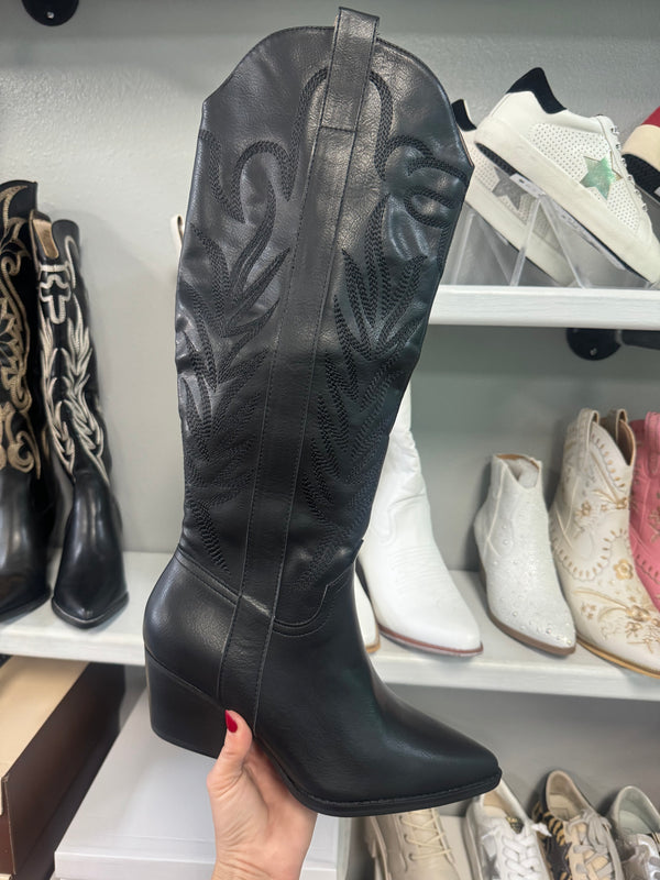 Walkin' Down Broadway at Night | Black Cowgirl Boots