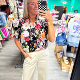 Fall Floral Whisper Top Black