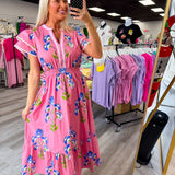 Bloom & Breeze Midi Dress | Pink
