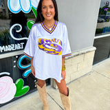 LSU Tiger Eye (Licensed) | Sequin Design Football Jersey White