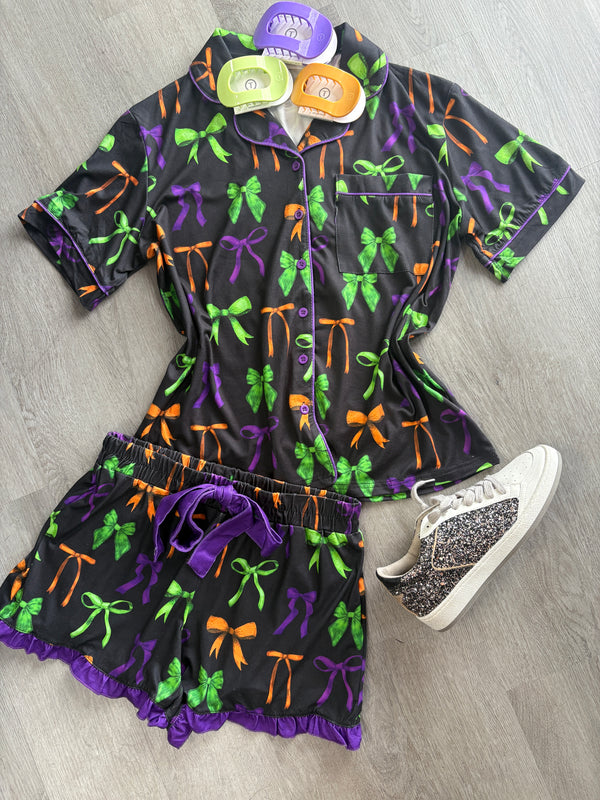 Bow Halloween Pajama Set