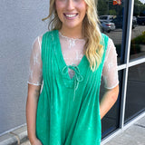 French Terry Sleeveless V Neck Romper
