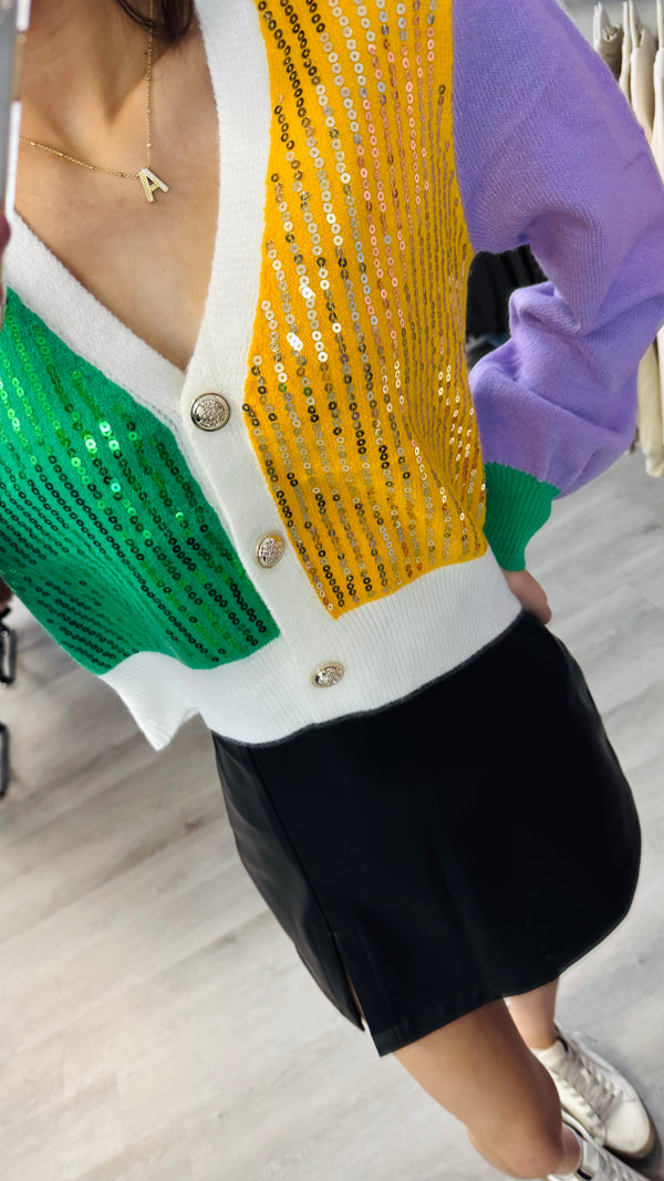 Mardi Gras Colorblock Cardigan