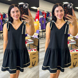 V Neck Black Dress