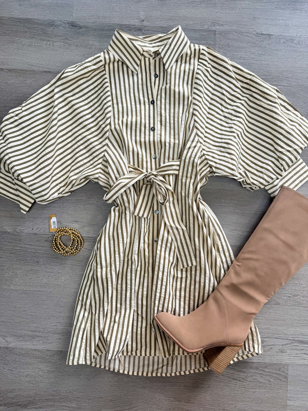 Lifted Spirits Olive Stripe Dress