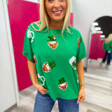 St. Patricks Sequin Leprechaun & Mug Top