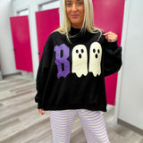Boo Halloween Reversible Mockneck