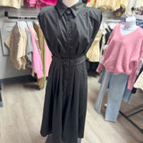 Belted Midi Black Dress