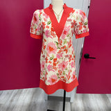 Coral Bloom Puff Sleeve Dress
