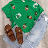 St. Patricks Sequin Leprechaun & Mug Top