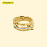 Stainless Sculpted Shimmering Interlocking Ring |  2 Options