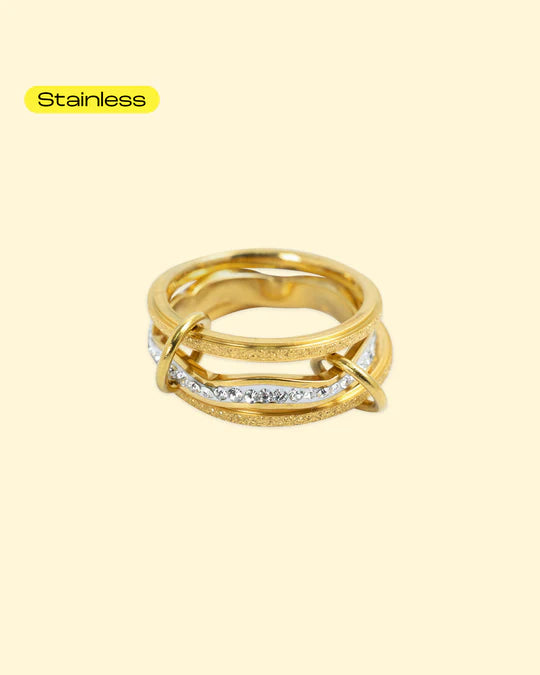 Stainless Sculpted Shimmering Interlocking Ring |  2 Options