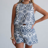 Seaside Escape Embroidered Eyelette Shorts