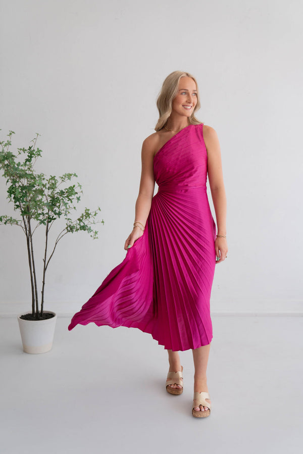 Pleated Dress - Magenta