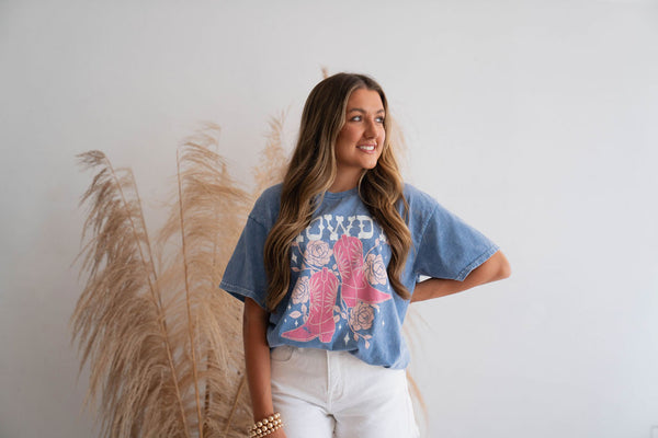 Howdy Denim Blue Graphic Tee