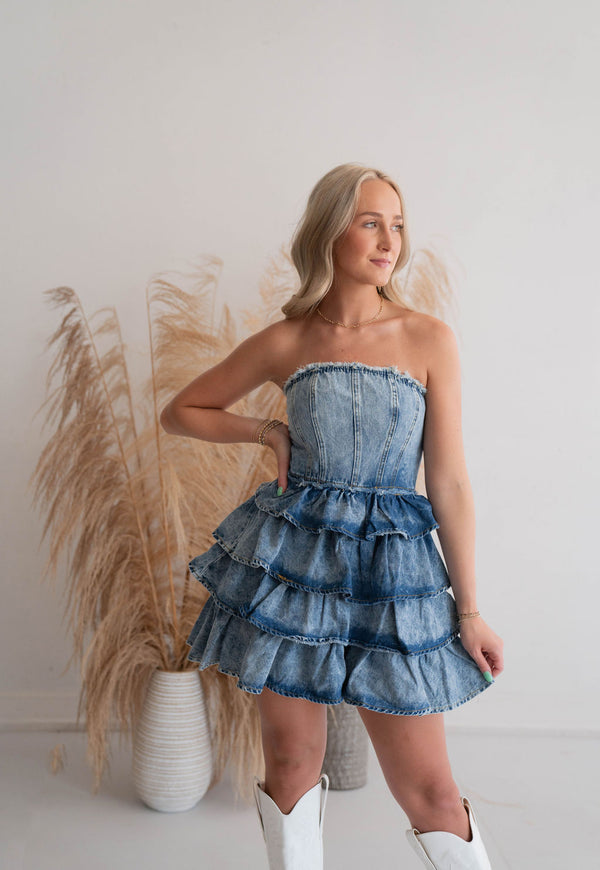 Denim Strapless Dress