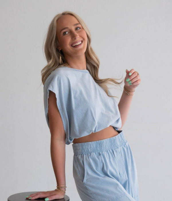 Breezy Mineral Wash Denim Blue Top