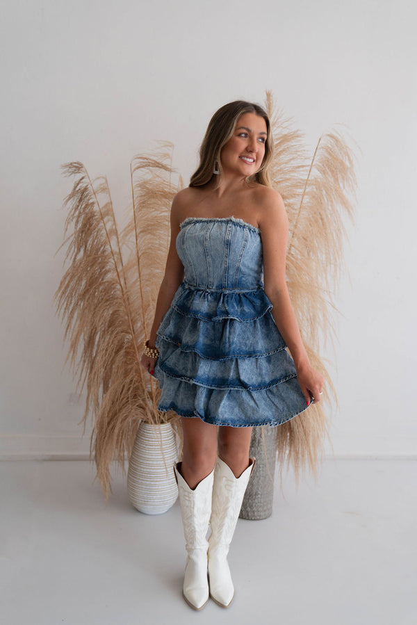 Denim Strapless Dress