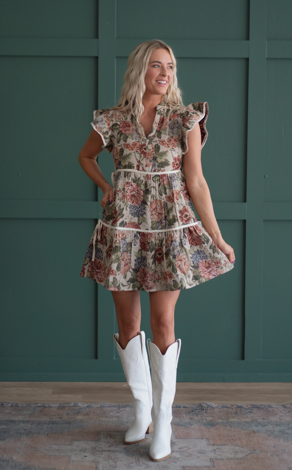 Stay Here Vintage Floral Dress