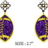Purple and Yellow Glitter Football Gameday Earrings