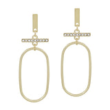 Gold Rhinestone Geometric with Open Oval 2" Earring