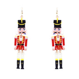Red Metal Nutcracker Dangle 2" Earring