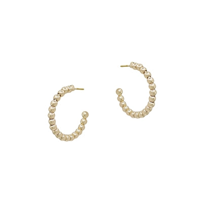 Gold 3MM Beaded Ball Hoop .75" Earring