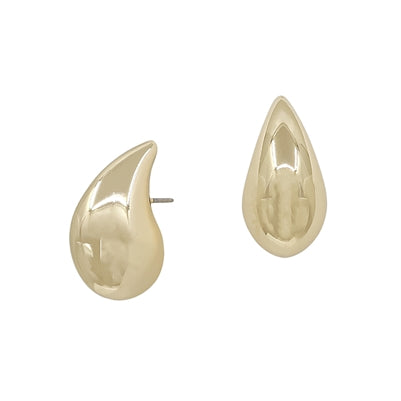 Gold Teardrop Stud .75" Earring