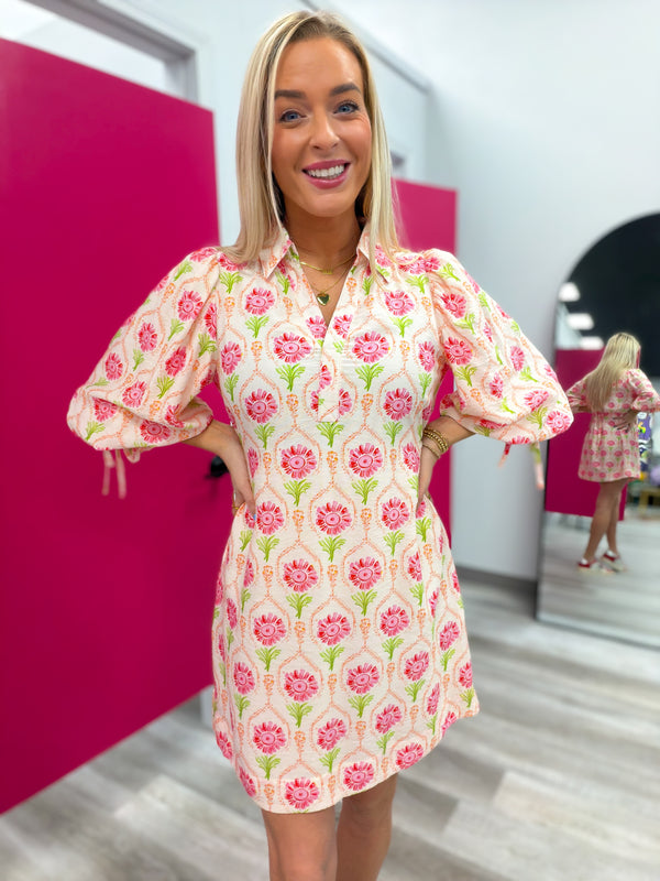 Delicate Daydream Dress | Coral and Cream