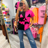 Pink Pumpkin Short Sleeve Sweater