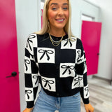 Black and White Bow Sweater Cardigan