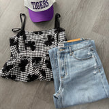 Gingham Black and White Bow Tank