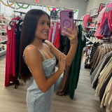 Denim Cut Out Midi Dress