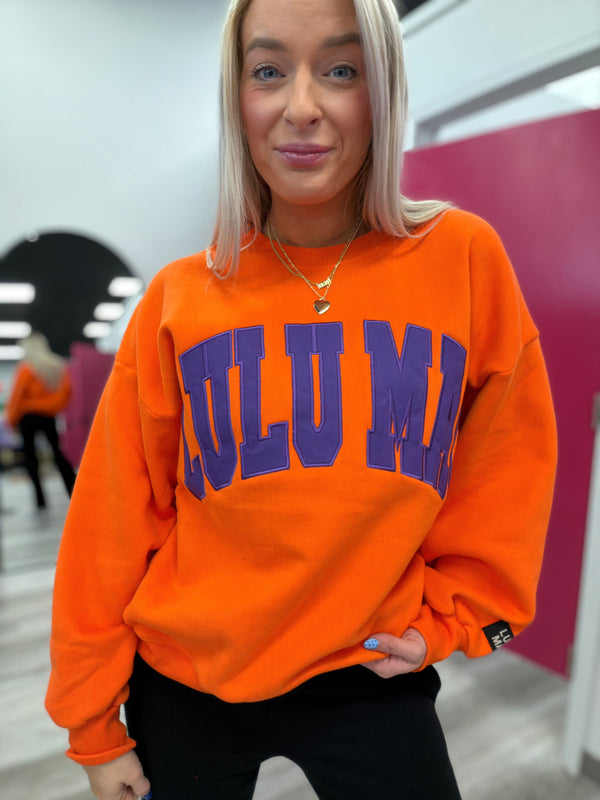 Orange and Purple Lulu Mac Embroidery Sweatshirt