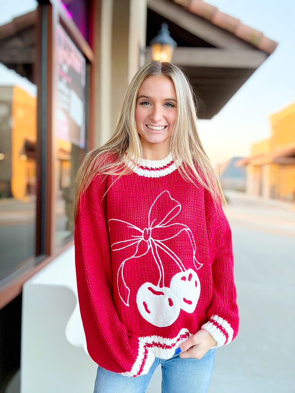 Cherry On Top Sweater - Red