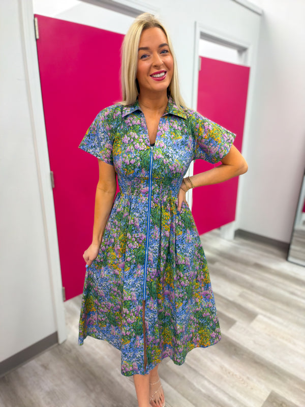 Whispers of Spring Floral Zip Midi