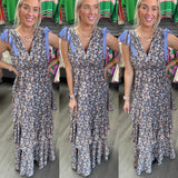 Layers of Love Floral Dress - Slate Blue