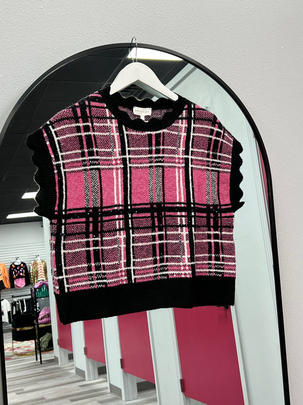 Pretty in Pink Plaid Sweater