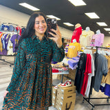 Teal and Rose Gold Velvet Dress
