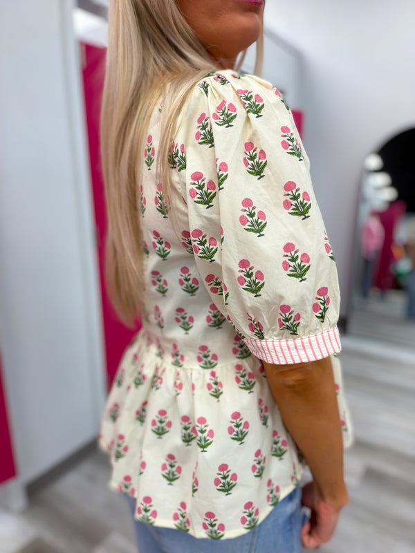 The Pink Petals and Daydream Peplum Top